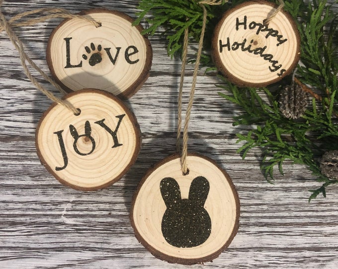 Handmade Cute Bunny Wooden Ornament Set