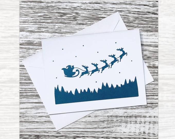 Handmade Santa Amnd Reindeer Christmas Card