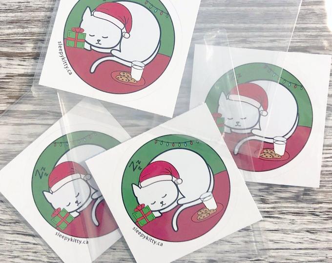 Sleepy Kitty Holiday Logo Stickers