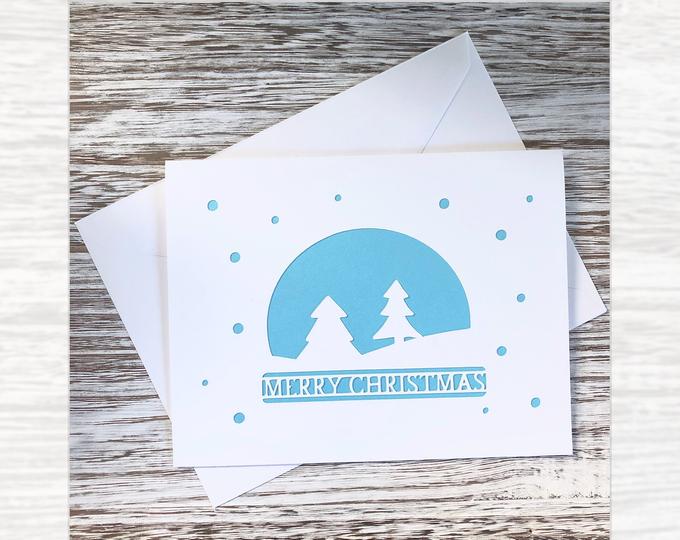 Handmade Snowy Forest Christmas Card