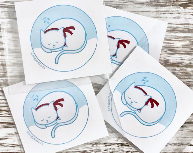 Sleepy Kitty Winter Sticker